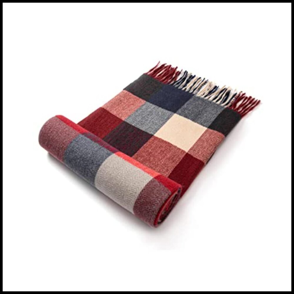 Soft Wool Scarf Classic Plaid Pattern Winter Shaw… - image 4